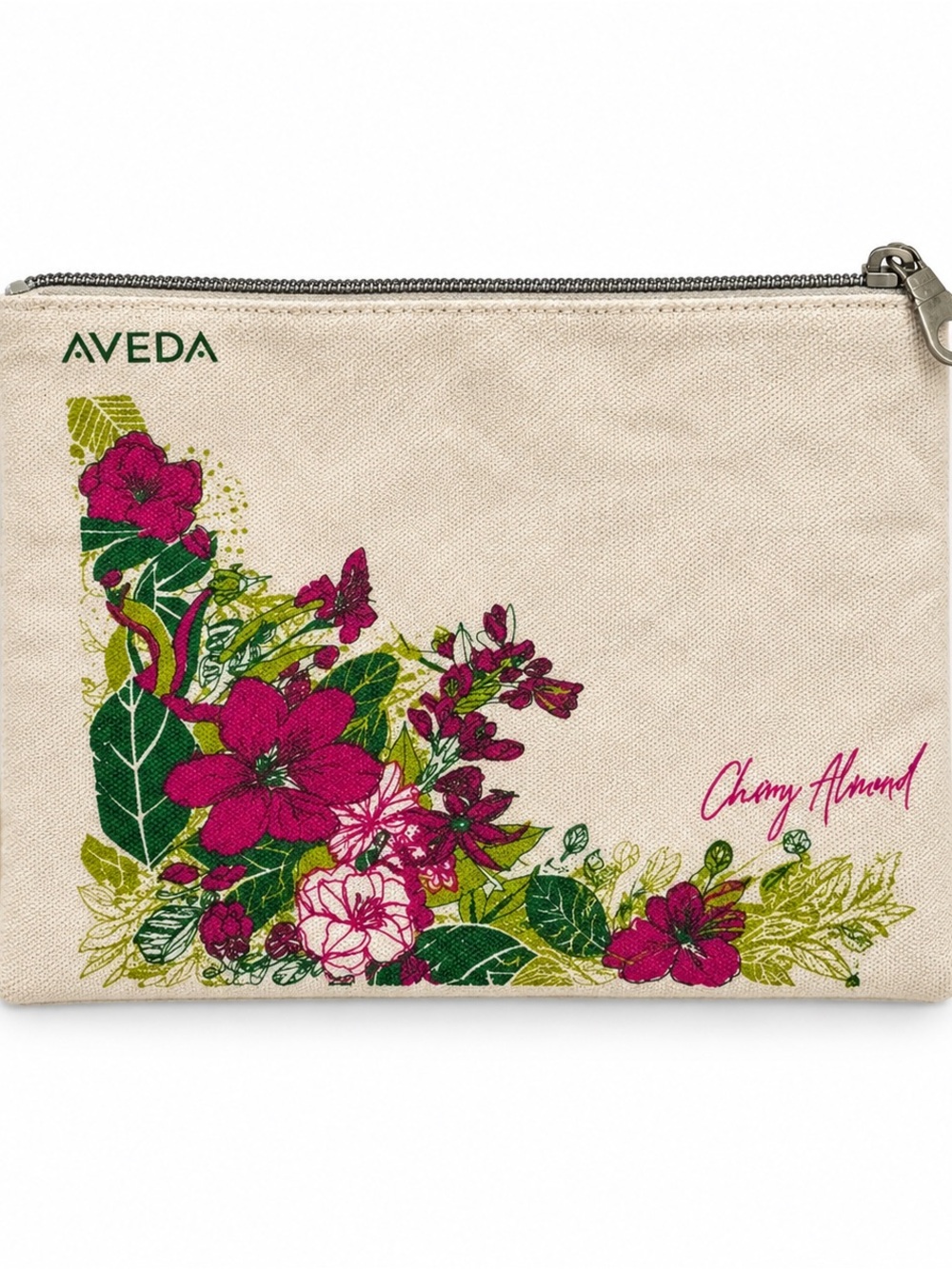 Aveda Cherry Almond Floral Canvas Cosmetic Makeup Zip Pouch 🌸